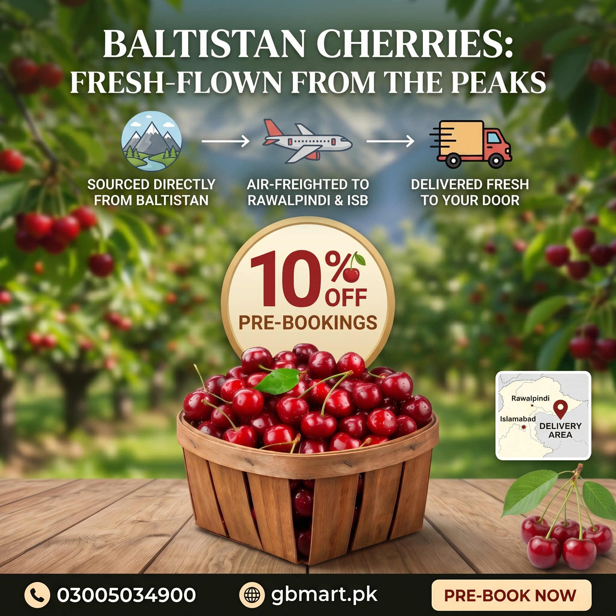 Preorder Fresh Organic Cherries from Baltistan 🍒 - 10% Discount at Checkout