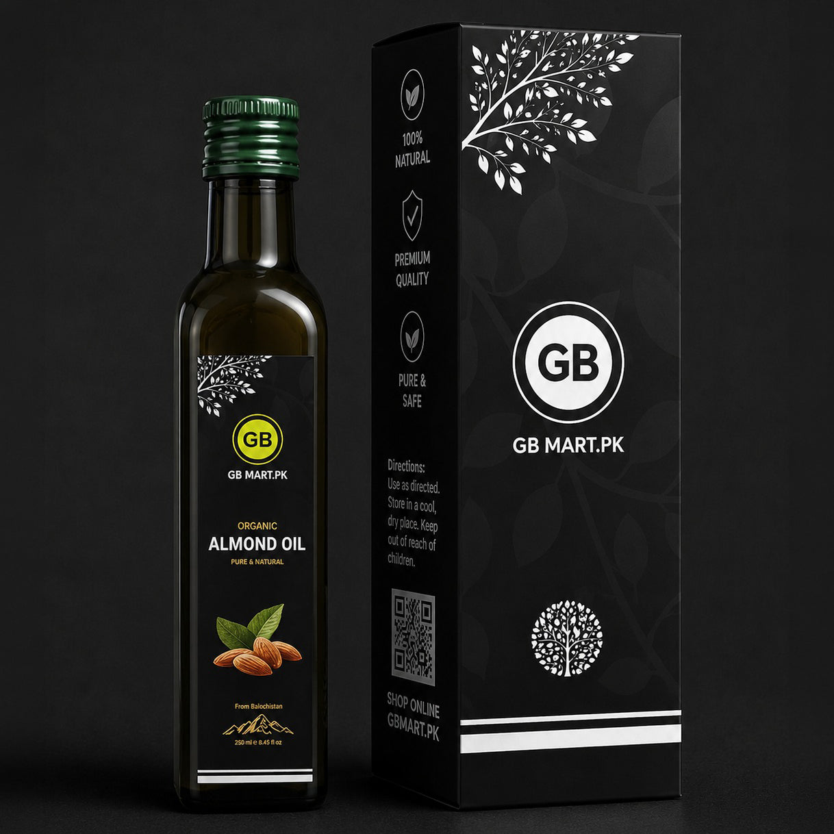Organic Almond Oil for Hair & Skin – 250ml