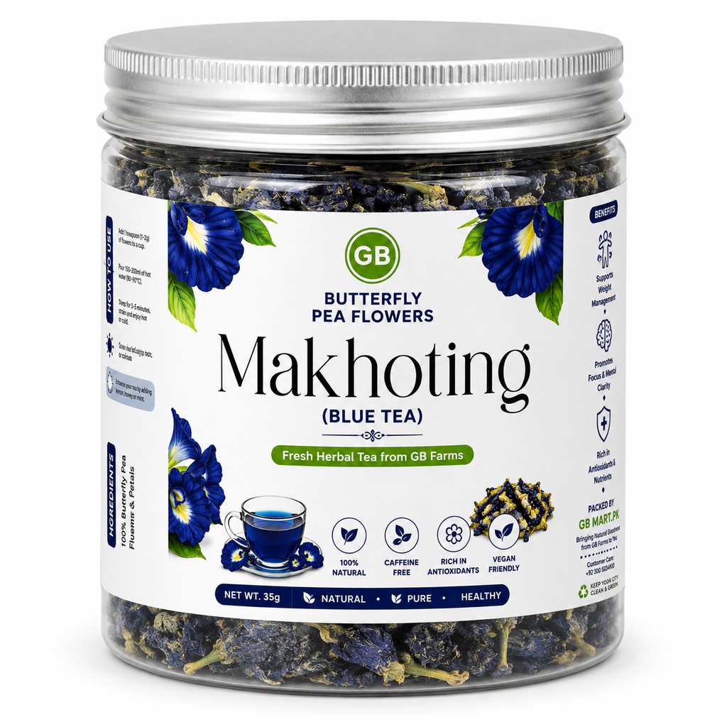Makhoting Blue Tea butterfly pea flowers 35g jar by GB Mart